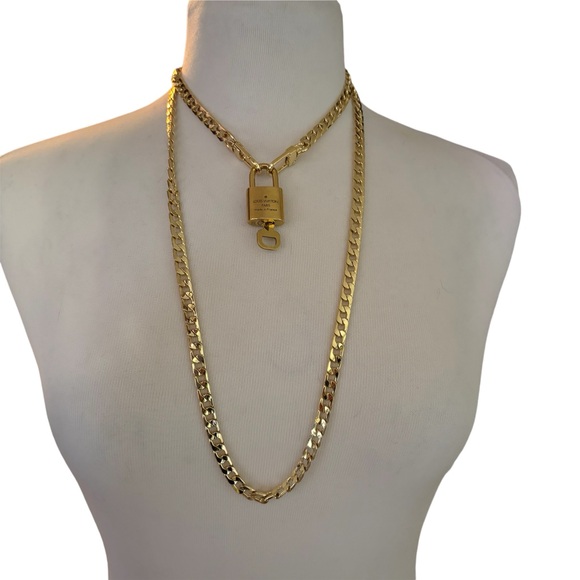 Authentic Louis Vuitton brass lock and key with 2 non-LV chains - Picture 5 of 14